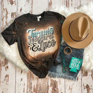 ladies graphic tee | Turquoise Leopard and Lace